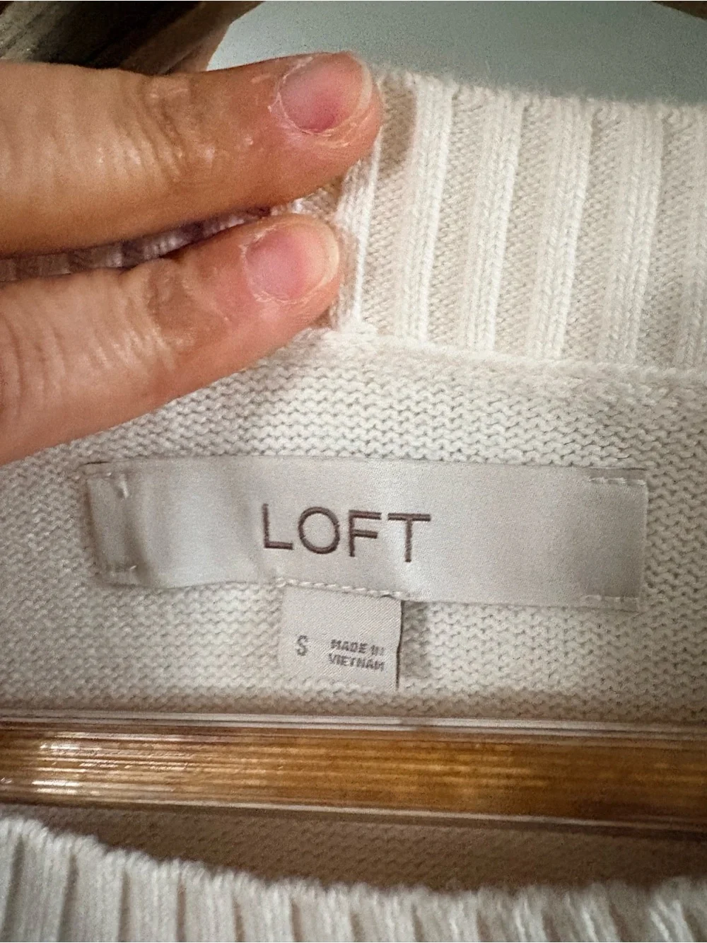 LOFT Varsity Crewneck Sweater in Cream
